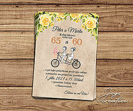 Papiernictvo - Pozvánka na spoločnú oslavu narodenín s bicyklom (hnedé pozadie -iný text) - 15695975_