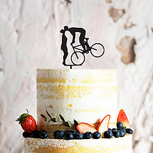 Dekorácie - Zápich na tortu - Svadobný pár - cyklistická láska 1 - 15695328_