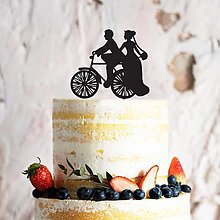 Dekorácie - Zápich na tortu - Svadobný pár - cyklistická láska 2 - 15695333_
