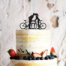 Dekorácie - Zápich na tortu - Svadobný pár - cyklistická láska 3 - 15695339_