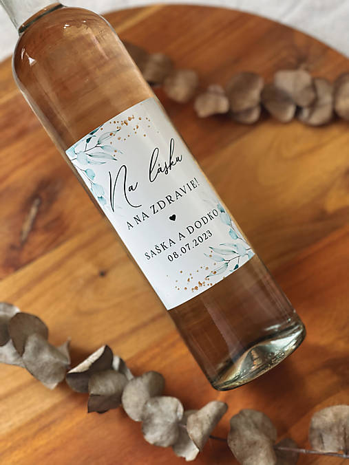 Úložné priestory & Organizácia - Nálepky na svadobné fľaše 187 eukalyptus - 15698330_