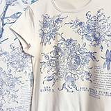 Topy, tričká, tielka - Tričko " Les Roses " v modrej - 15697998_