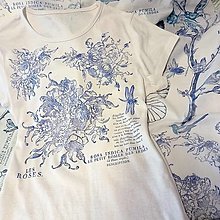 Topy, tričká, tielka - Tričko " Les Roses " v modrej - 15698003_