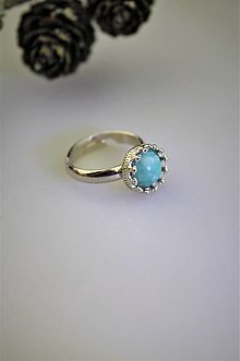 Prstene - amazonit prsteň (ródiované striebro!) - 15697177_