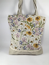 Veľké tašky - Veľká textilná taška s kvetmi a krajkou - 15698300_