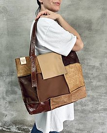 Veľké tašky - BROWNIES kožená veľká taška - 15698100_