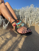 Ponožky, pančuchy, obuv - Bali kožené sandále čierne - 15697780_