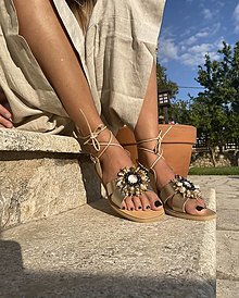 Ponožky, pančuchy, obuv - Boho Queen kožené sandále - 15697814_