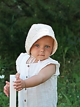 Detské čiapky - Letný detský čepček flower viskóza s ľanom - 15701061_