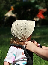 Detské čiapky - Letný detský čepček flower viskóza s ľanom - 15701062_