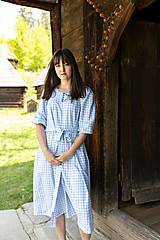 Šaty - Upcyklované bavlnené kárované šaty ANNA - 15701147_
