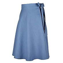 Sukne - LENA - áčková ľanová zavinovacia sukňa "RôZNE FARBY" (24_steel blue) - 15700156_