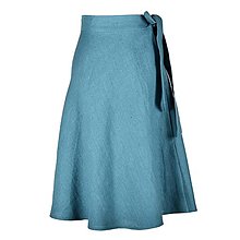 Sukne - LENA - áčková ľanová zavinovacia sukňa "RôZNE FARBY" (29_light sea blue) - 15700157_