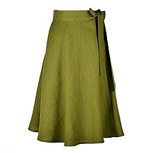 Sukne - LENA - áčková ľanová zavinovacia sukňa "RôZNE FARBY" (38_moss green ľan) - 15700159_