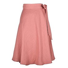 Sukne - LENA - áčková ľanová zavinovacia sukňa "RôZNE FARBY" (53_pink rose) - 15700160_