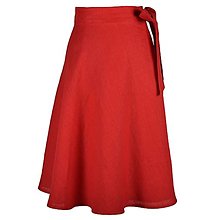 Sukne - LENA - áčková ľanová zavinovacia sukňa "RôZNE FARBY" (62_red) - 15700161_