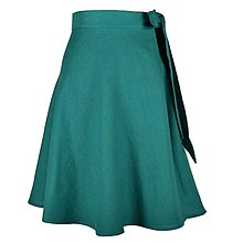 Sukne - LENA - áčková ľanová zavinovacia sukňa "RôZNE FARBY" (87_smaragdový ľan) - 15700164_