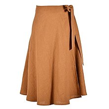 Sukne - LENA - áčková ľanová zavinovacia sukňa "RôZNE FARBY" (105_cinnamon) - 15700169_