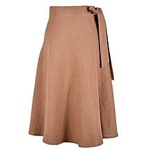 Sukne - LENA - áčková ľanová zavinovacia sukňa "RôZNE FARBY" (106_dusty brown) - 15700171_
