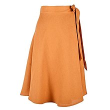 Sukne - LENA - áčková ľanová zavinovacia sukňa "RôZNE FARBY" (117_Light Chesnut orange) - 15700174_