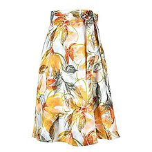 Sukne - LENA - áčková ľanová zavinovacia sukňa "RôZNE FARBY" (Orange flowers) - 15700175_