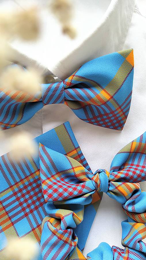 Modrý károvaný set