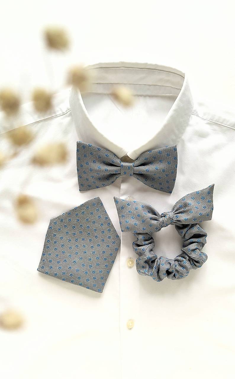 Sivo-modrý kvetinkový set