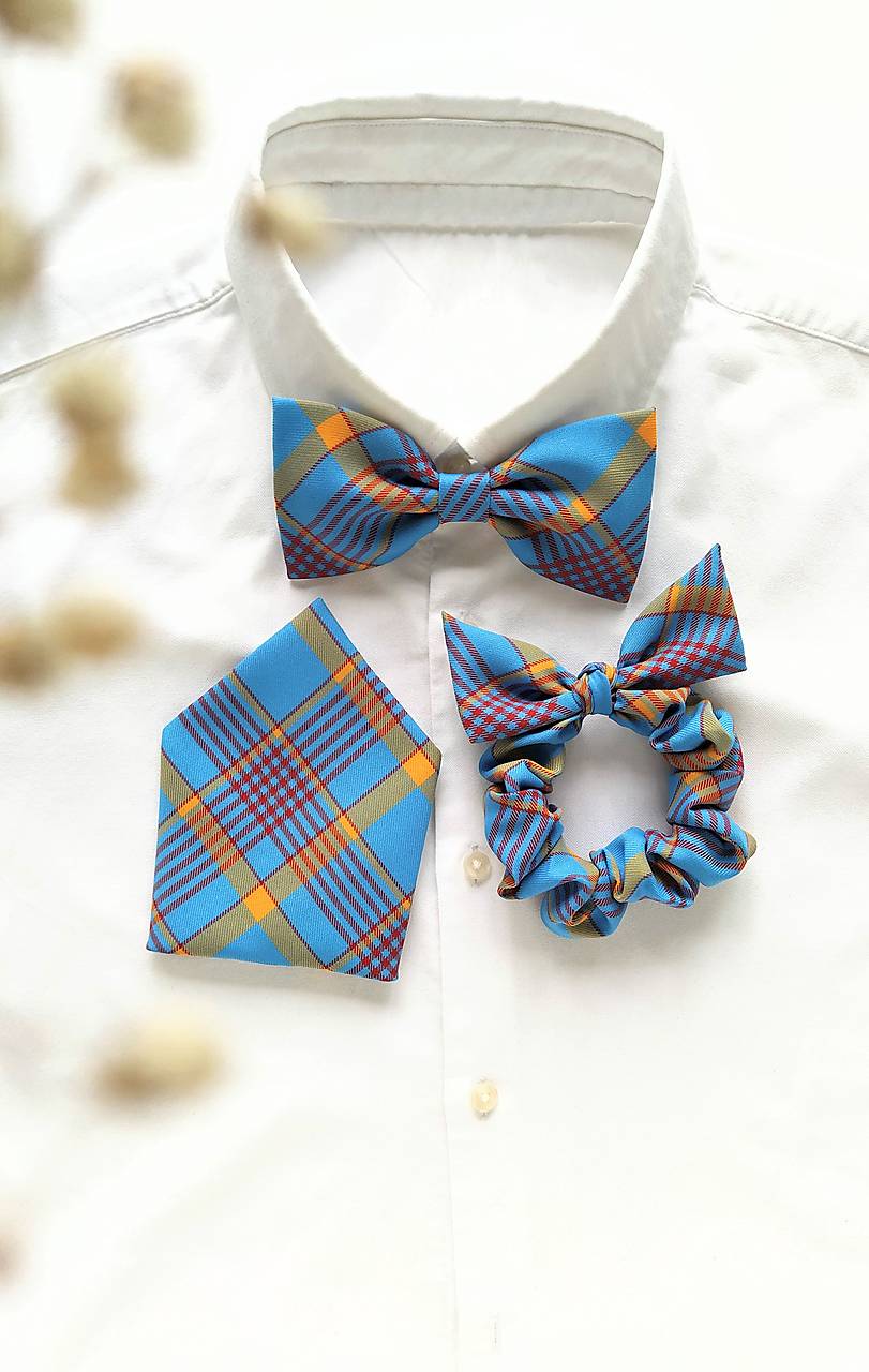 Modrý károvaný set