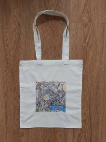 Nákupné tašky - Bavlněná taška s ručně vyšitým Goghovým obrazem - 15699472_