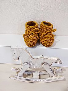 Detské topánky - Papučky pre bábätko (Horčicové) - 15698659_