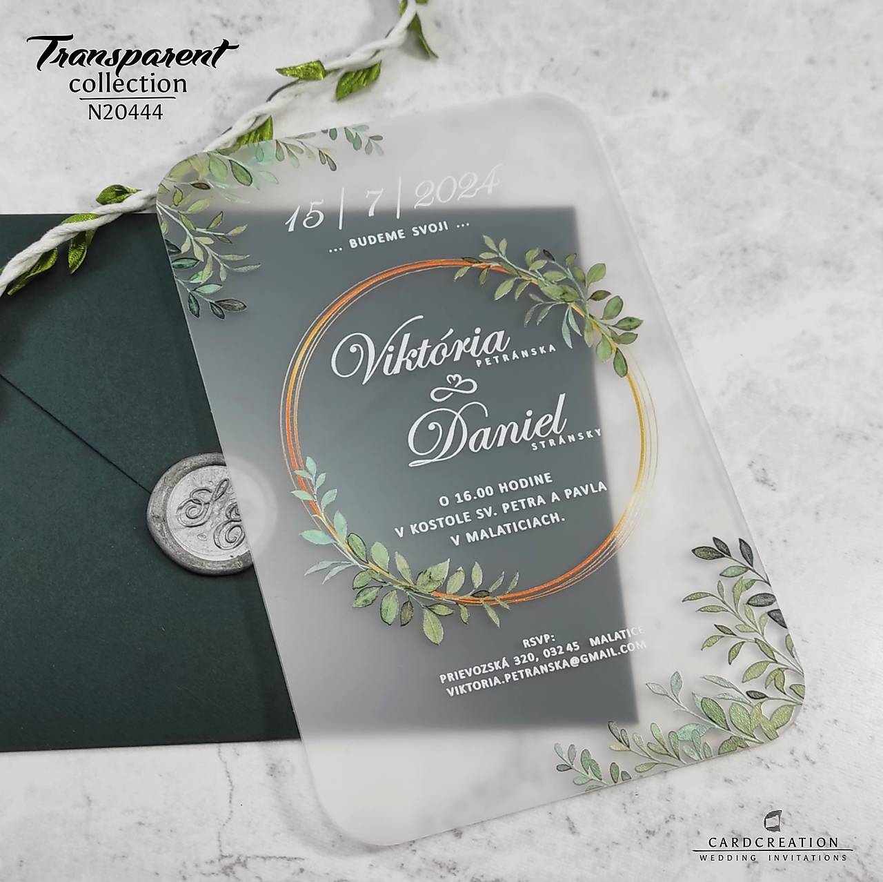 Transparentné svadobné oznámenie N20444