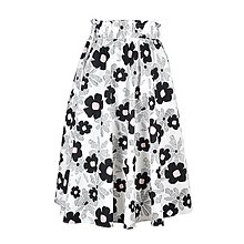 Sukne - ELA - áčková sukňa s vreckami (39_biela s čiernoružovými kvetmi) - 15701440_
