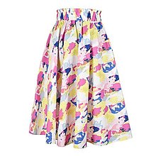 Sukne - ELA - áčková sukňa s vreckami (31_biela s pestrofarebnými fľakmi) - 15701442_