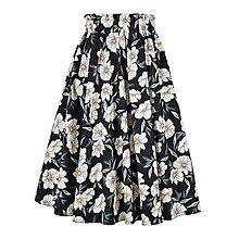 Sukne - ELA - áčková sukňa s vreckami (87_tmavozelená s bielymi kvetmi) - 15701445_