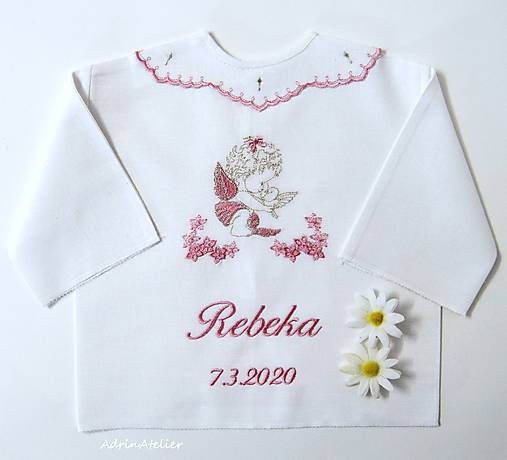 Detské oblečenie - vyšívaná košielka na krst - 15703828_