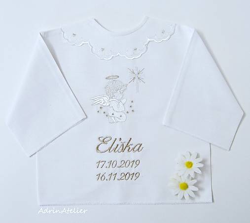 Detské oblečenie - vyšívaná košielka na krst - 15703914_