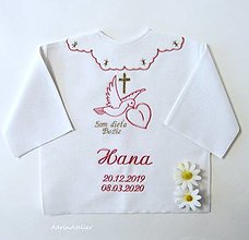 Detské oblečenie - košielka na krst-vyšívaná (ružovo -strieborná) - 15703853_