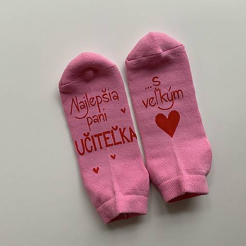 Maľované ponožky pre pani učiteľku (ružové 2)
