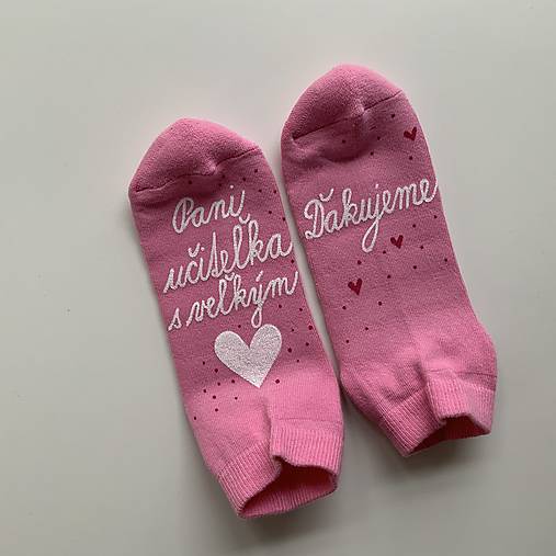 Maľované ponožky pre pani učiteľku (ružové 3)