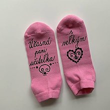 Ponožky, pančuchy, obuv - Maľované ponožky pre pani učiteľku (ružové 1) - 15701198_
