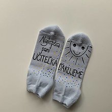Ponožky, pančuchy, obuv - Maľované ponožky pre pani učiteľku (svetlomodré 1) - 15701202_