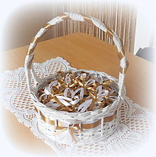 Svadobné pierka - pierka -  biela a kapučíno (košík cca priemer 18 cm v 8 cm) - 15701803_