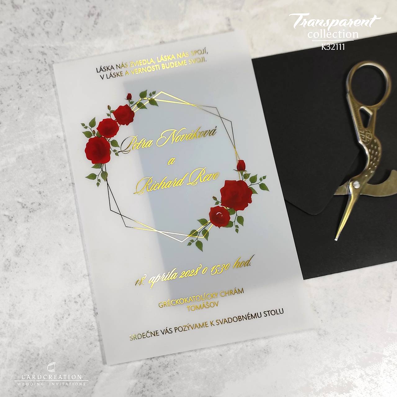 Transparentné svadobné oznámenia K32111