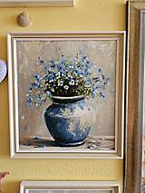 Obrazy - Obraz "Lúčne kvety v antickej váze" - olejomaľba, 26.5x30 cm - 15702199_