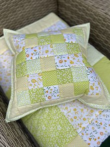 Úžitkový textil - patchwork žlto - zelenkavý so smotanovou ( rôzne varianty veľkostí ) - 15705935_