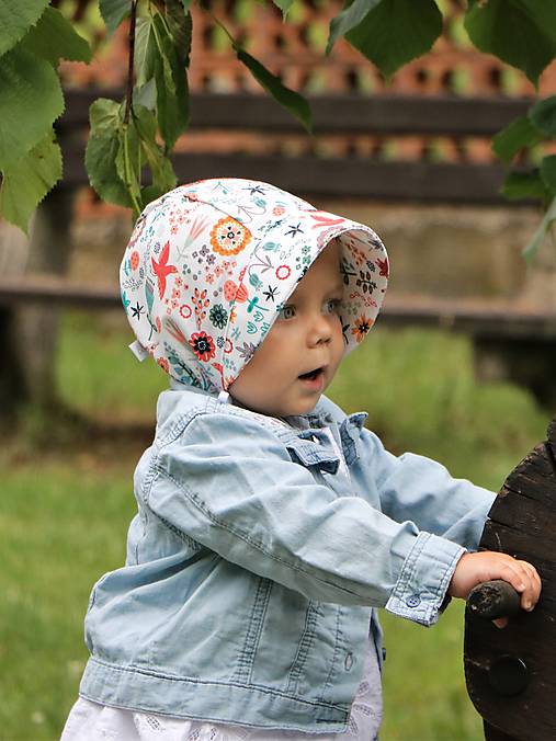 Letný detský čepiec líščia lúka prémiová bavlna