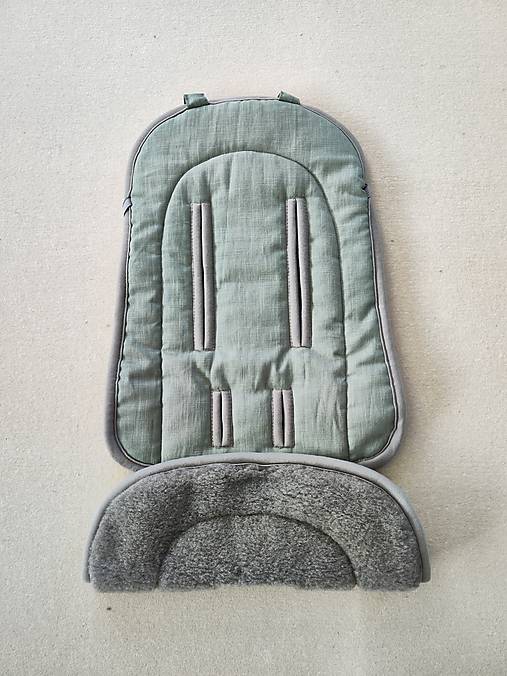 Detský textil - Joolz AER Seat Liner / Podložka do kočíka 100% Merino top super wash Grey 100% ľan green mint - 15704029_