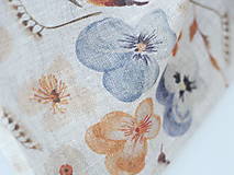 Šatky - Exkluzívna ľanová prírodná šatka s kvetinovou potlačou "Ofelia" - 15705979_