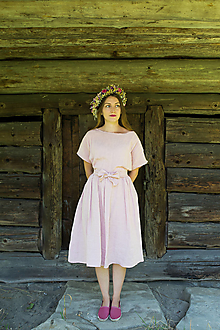Šaty - Ľanové šaty s lodičovým výstrihom-KATARÍNA - 15706409_