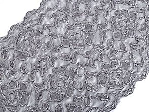 Galantéria - Elastická čipka šírka 16 cm (1m) - šedá - 15705433_